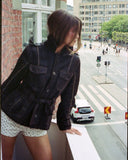 High Neck Button Up Suede Jacket