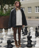 Oversized Black Leather Jacket