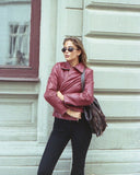 Red Biker Leather Jacket