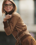 Belted Camel Suede Jacket