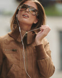 Belted Camel Suede Jacket