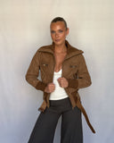 Belted Camel Suede Jacket