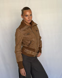 Belted Camel Suede Jacket