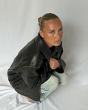 Oversized Black Leather Jacket