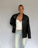 Oversized Black Leather Jacket