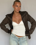 Cuffed Brown Leather Jacket