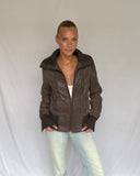 Cuffed Brown Leather Jacket