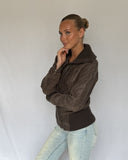Cuffed Brown Leather Jacket