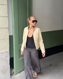 Beige Creme Leather Jacket