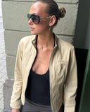 Beige Creme Leather Jacket