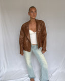 Brown Buckled Biker Leather Jacket