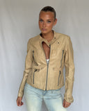 Beige Cinched Leather Jacket