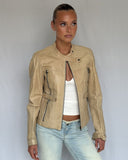 Beige Cinched Leather Jacket