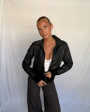 Black Replay Leather Jacket Knit Details