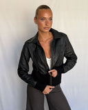 Black Replay Leather Jacket Knit Details