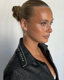 Black Replay Leather Jacket Knit Details