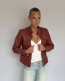 Red Biker Contrast Stitch Jacket