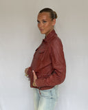 Red Biker Contrast Stitch Jacket