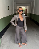 Grey Puffed Shoulders Jacket